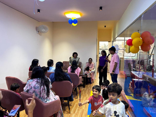 Families and children gathered at Little Ninja Gym
